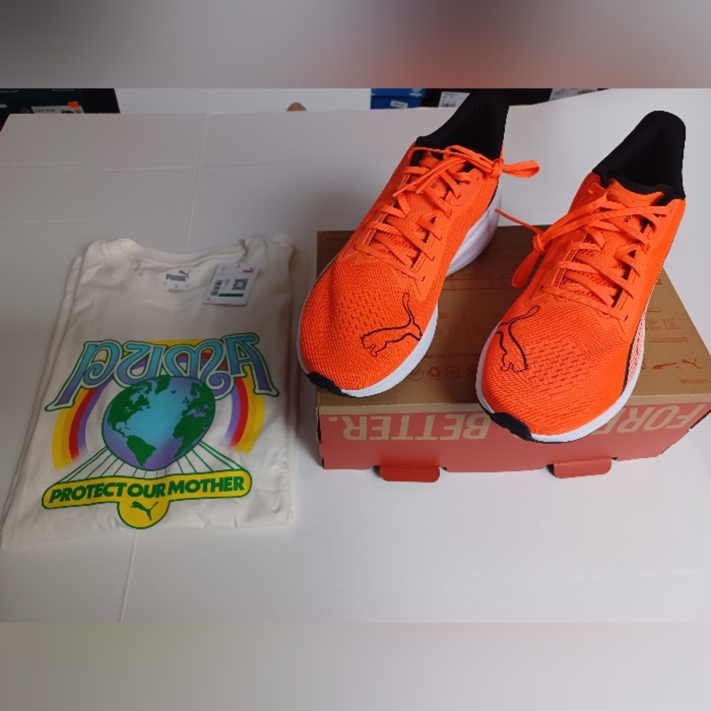 Pume Darter Pro Running Shoe (Sz 11.5) & Earth Day Tee (Sz Lg). Brand New. Mens